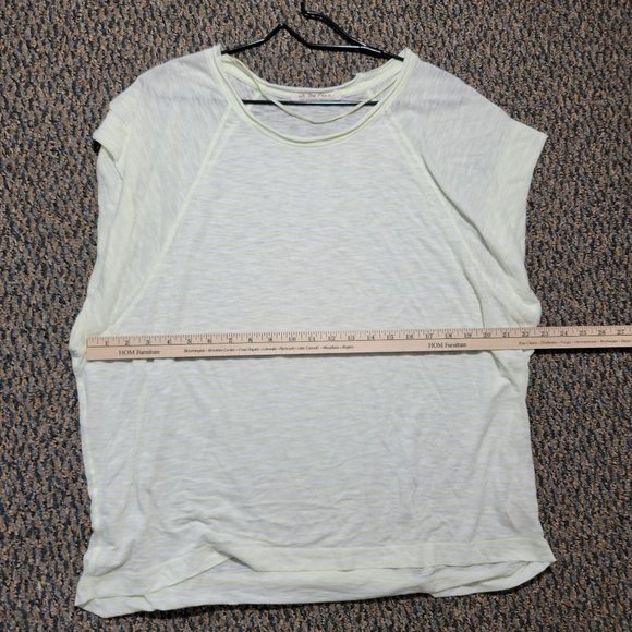 WE THE FREE Women's Lemon Lime Sheer Striped Short Sleeve Jewel Neck Top L - Picture 13 of 16